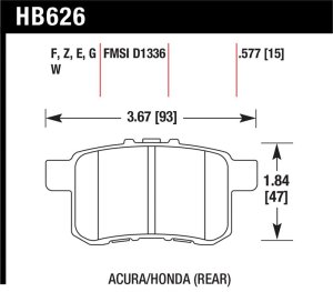 Honda Accord Brake Pad Set - Rear - Hawk Performance - HPS - `08-`10